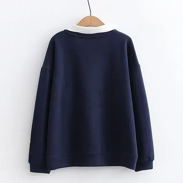 Snuggly Navy Bear Sweatshirt – Cozy Long Sleeve Winter Crewneck 🐻❄️