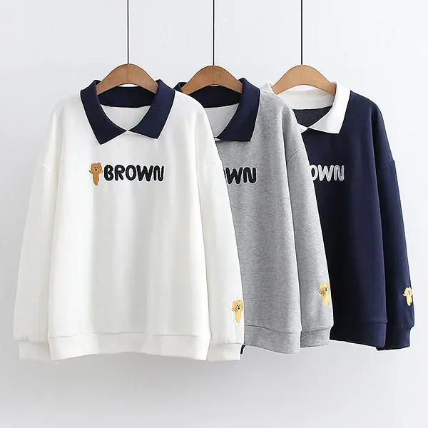 Snuggly Navy Bear Sweatshirt – Cozy Long Sleeve Winter Crewneck 🐻❄️