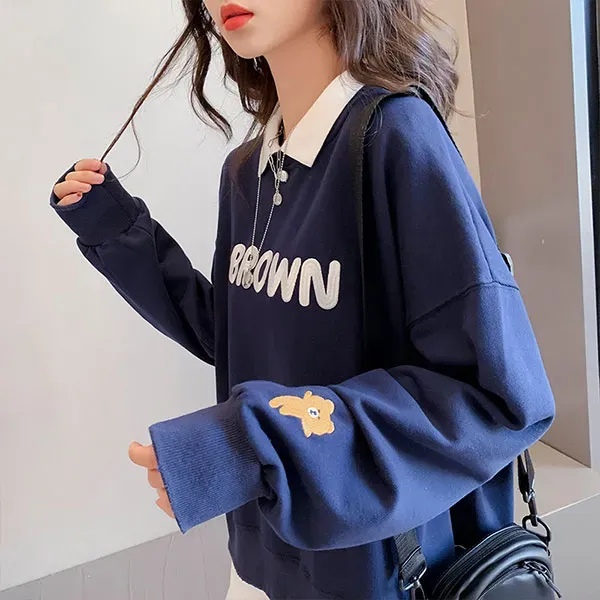 Snuggly Navy Bear Sweatshirt – Cozy Long Sleeve Winter Crewneck 🐻❄️