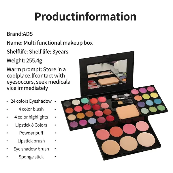 Women's Colorful Beauty Makeup Kit-Womens Beauty Palette Eyeshadow Blush Powder+Mirror