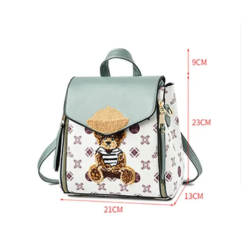 Cute Teddy Bear Embroidered Multi Style Women Mini Backpack