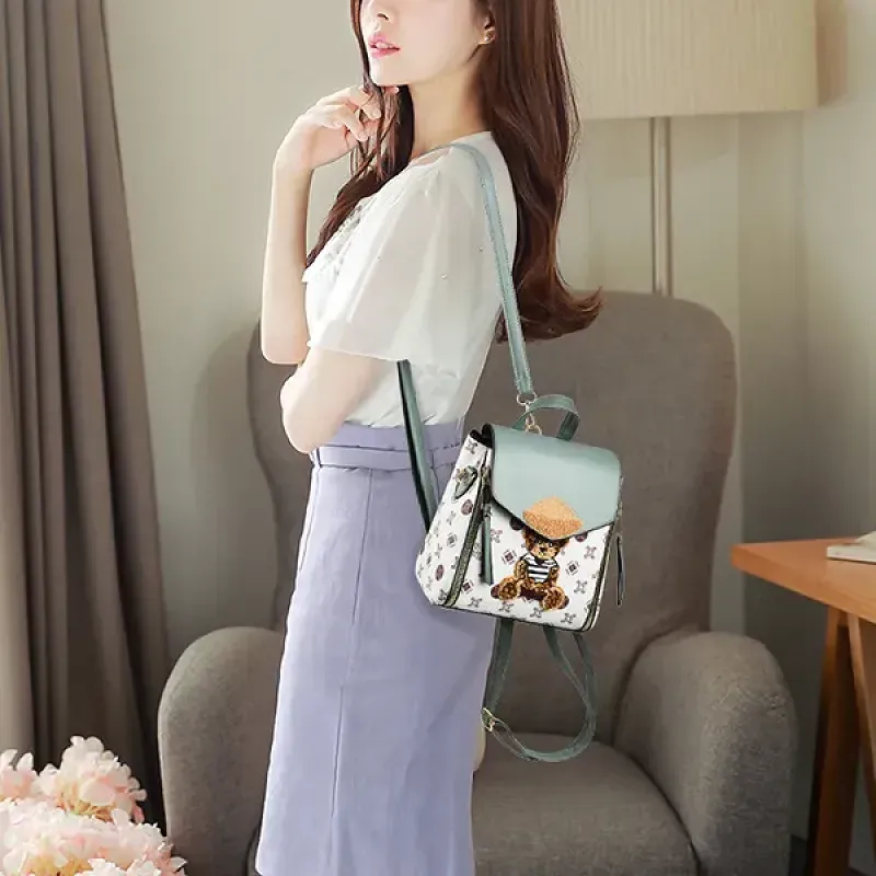 Cute Teddy Bear Embroidered Multi Style Women Mini Backpack