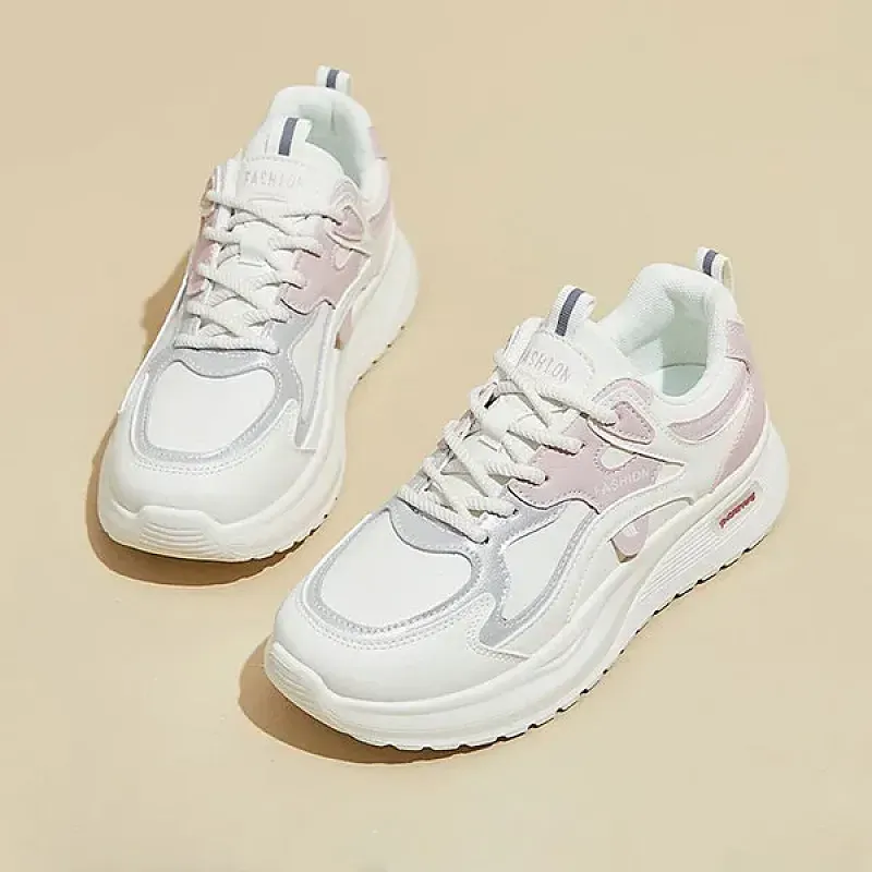 Color Block Design Lace-Up Gym Sports Running Lightweight Sneakers
