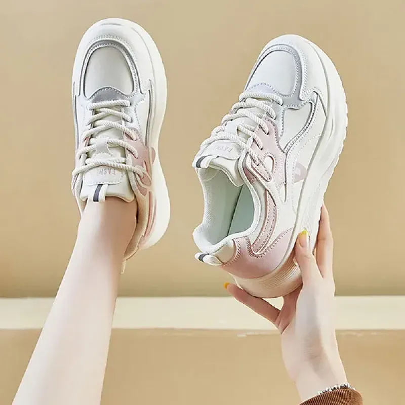 Color Block Design Lace-Up Gym Sports Running Lightweight Sneakers
