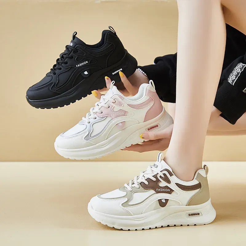Color Block Design Lace-Up Gym Sports Running Lightweight Sneakers