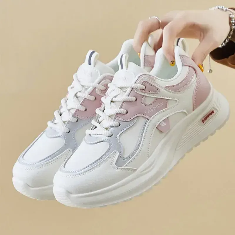 Color Block Design Lace-Up Gym Sports Running Lightweight Sneakers