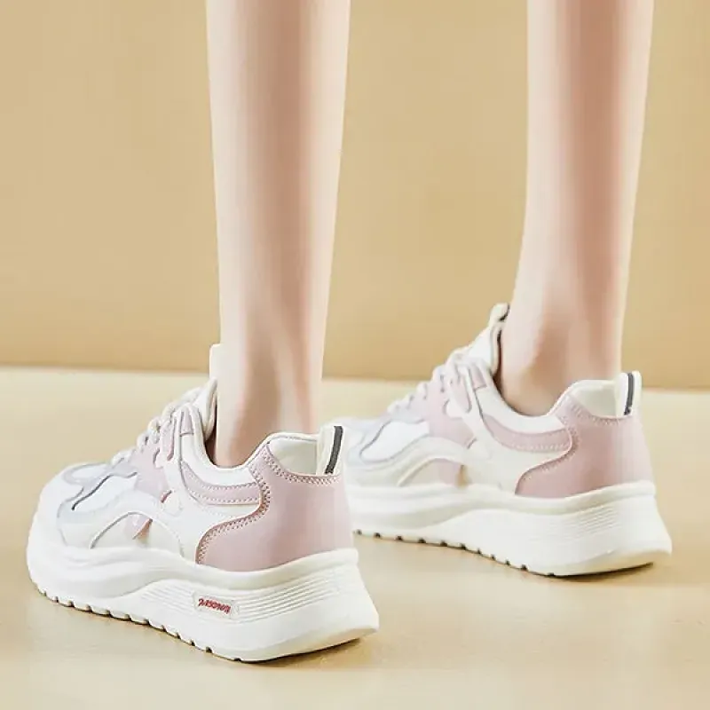 Color Block Design Lace-Up Gym Sports Running Lightweight Sneakers