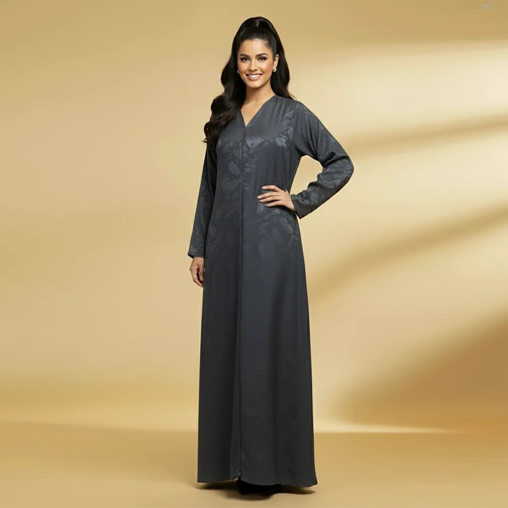 Women Abaya Arabic Style Abaya Long Sleeves Girls Abaya Button Closure Floral Abaya