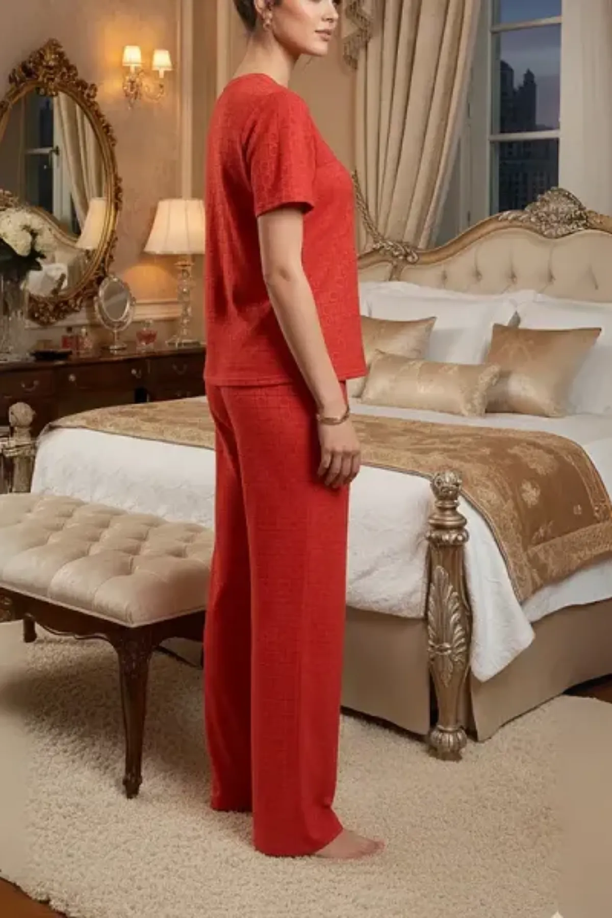 Women 2 Piece Pajama Set Women Sleepwear Set Girls 2 Pcs Loungewear Girls Sleep Set Top And Bottom