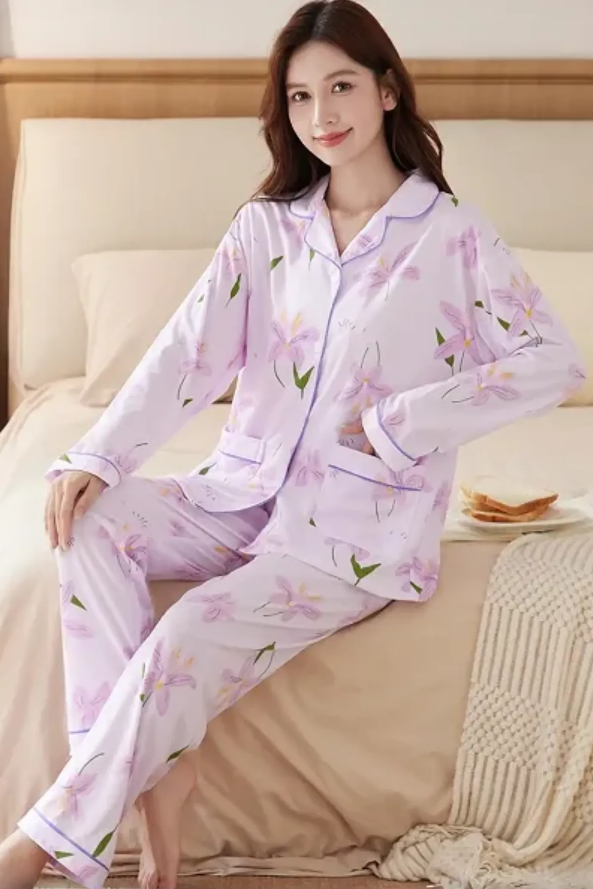 Floral Comfort Women's Pajama Set Girls Two Pieces Lounge Wear Pajama