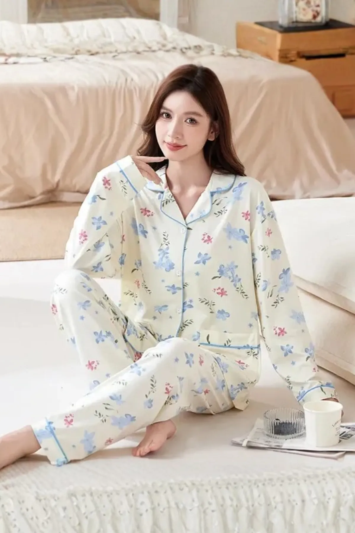 Girl's Pajama Set Breathable Fabric Women's Wear Lounge Pajama Set