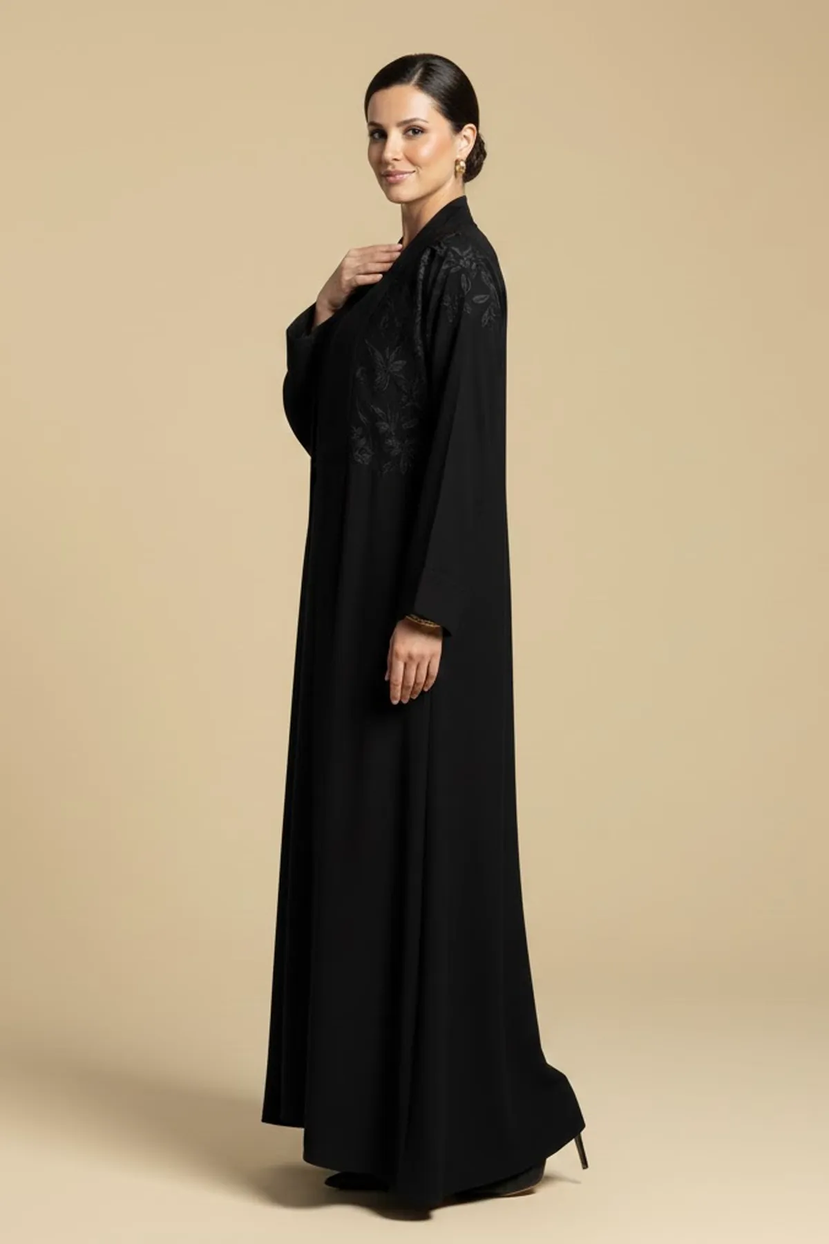 2 Pieces Premium Black Abaya With Inner Set Elegant Modest Wear For Formal Occasions Muslim Dress