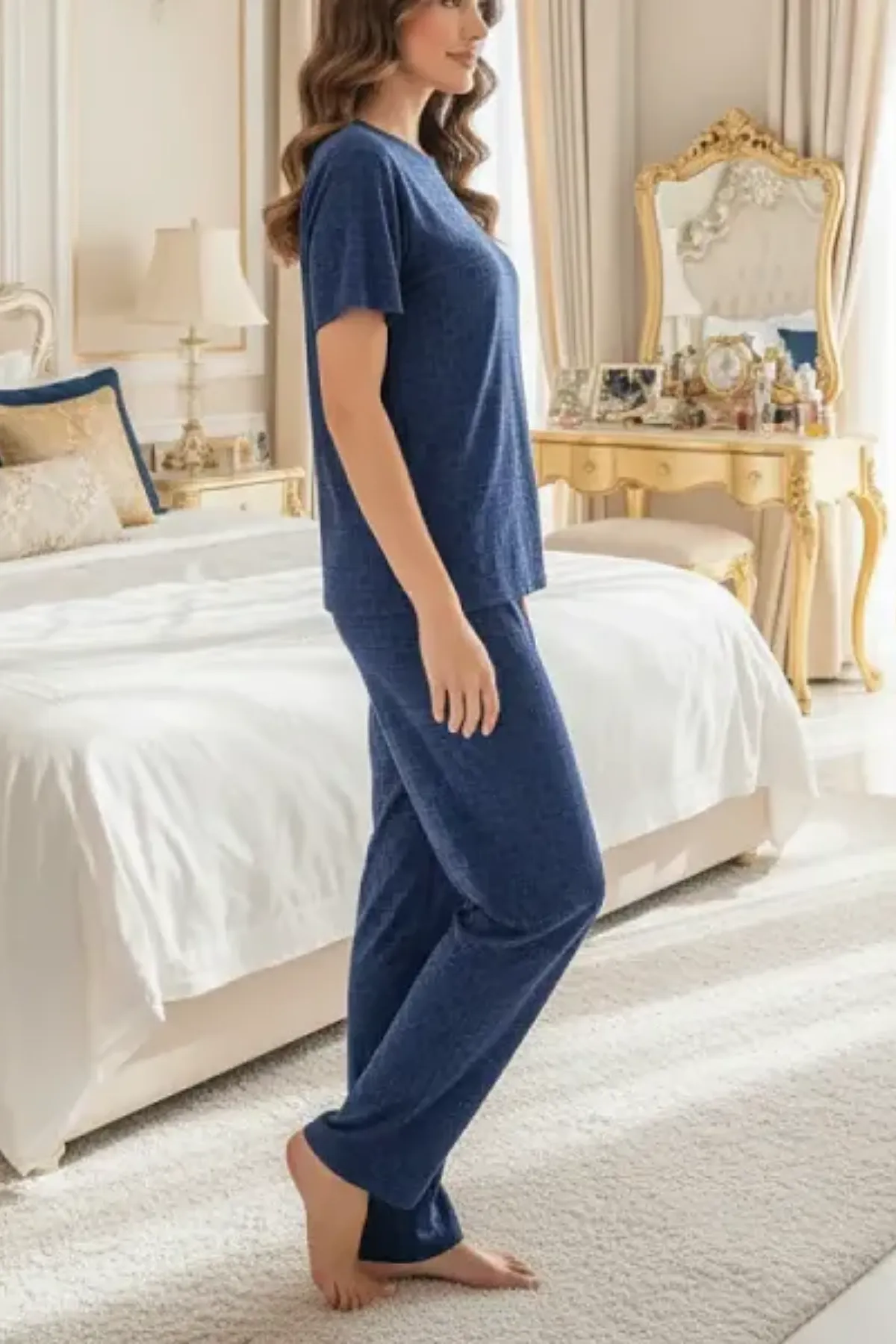 Women 2 Piece Pajama Set Women Sleepwear Set Girls 2 Pcs Loungewear Girls Sleep Set Top And Bottom