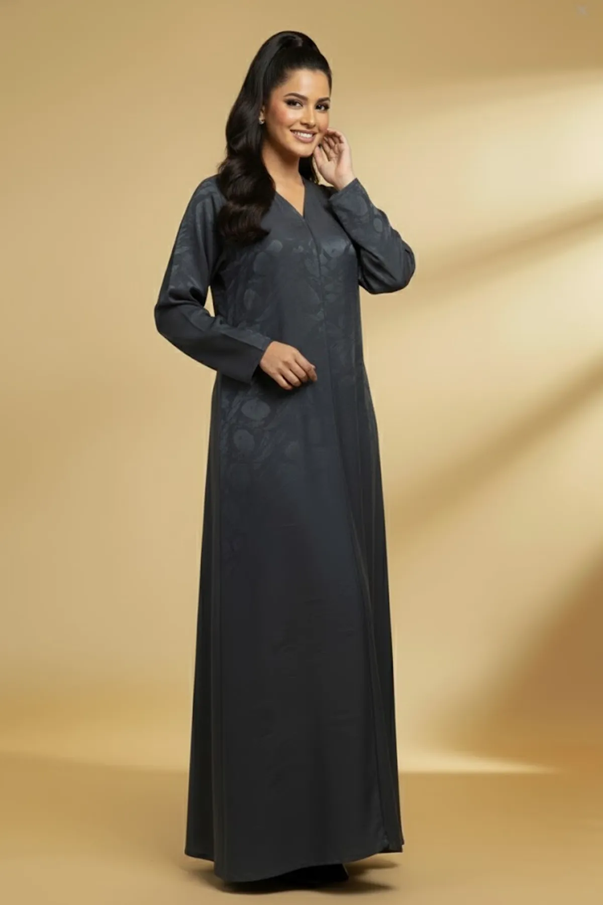 Women Abaya Arabic Style Abaya Long Sleeves Girls Abaya Button Closure Floral Abaya
