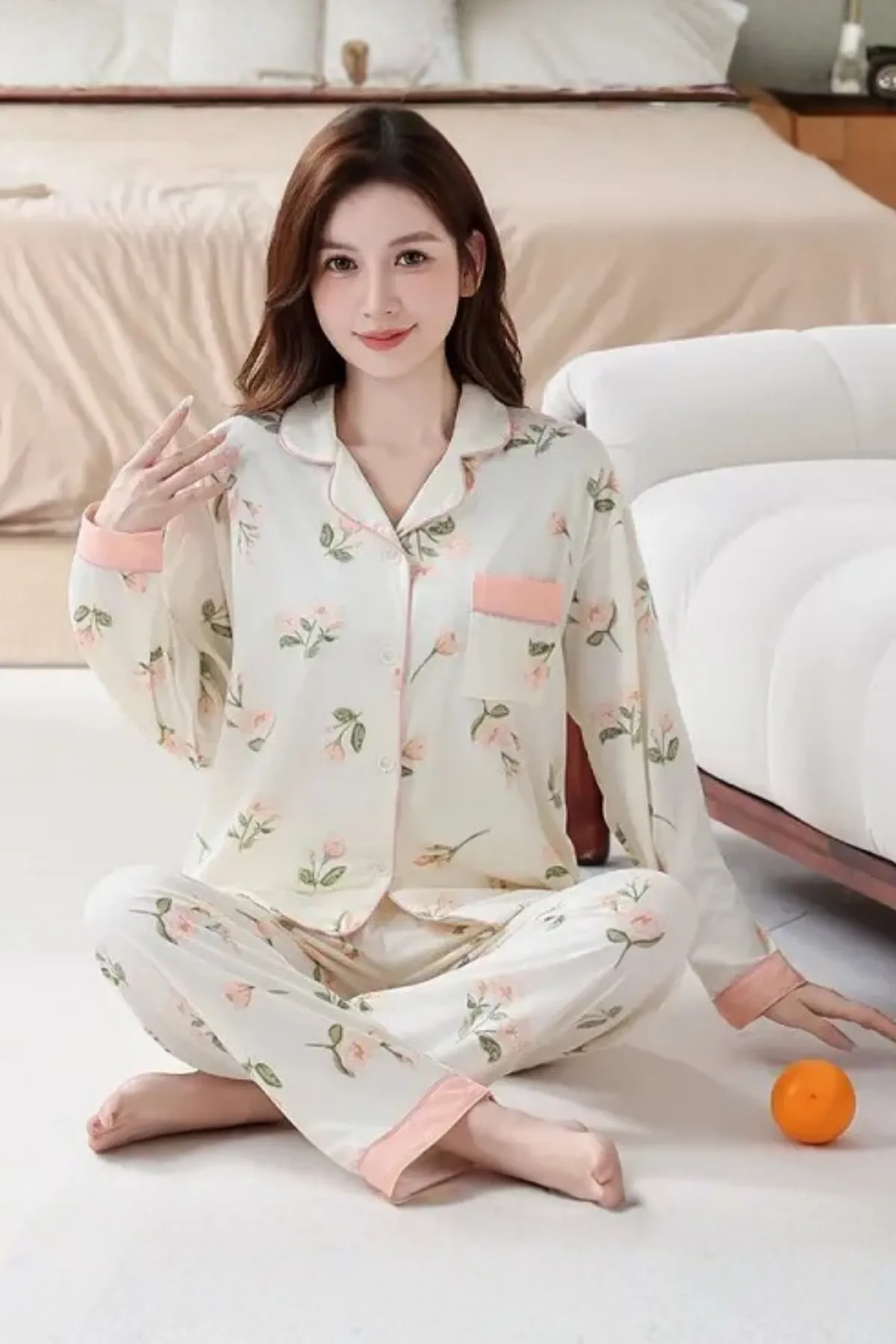 Soft Fabric Women's Home Night Loungewear Two-Piece Casual Pajama Set