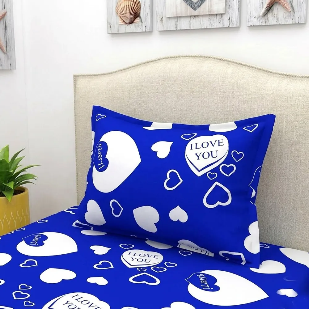 Single Bed Fitted Elasstic Sheet Easy Wear Quality Fabric With Matching Pillow Bedsheet Cover