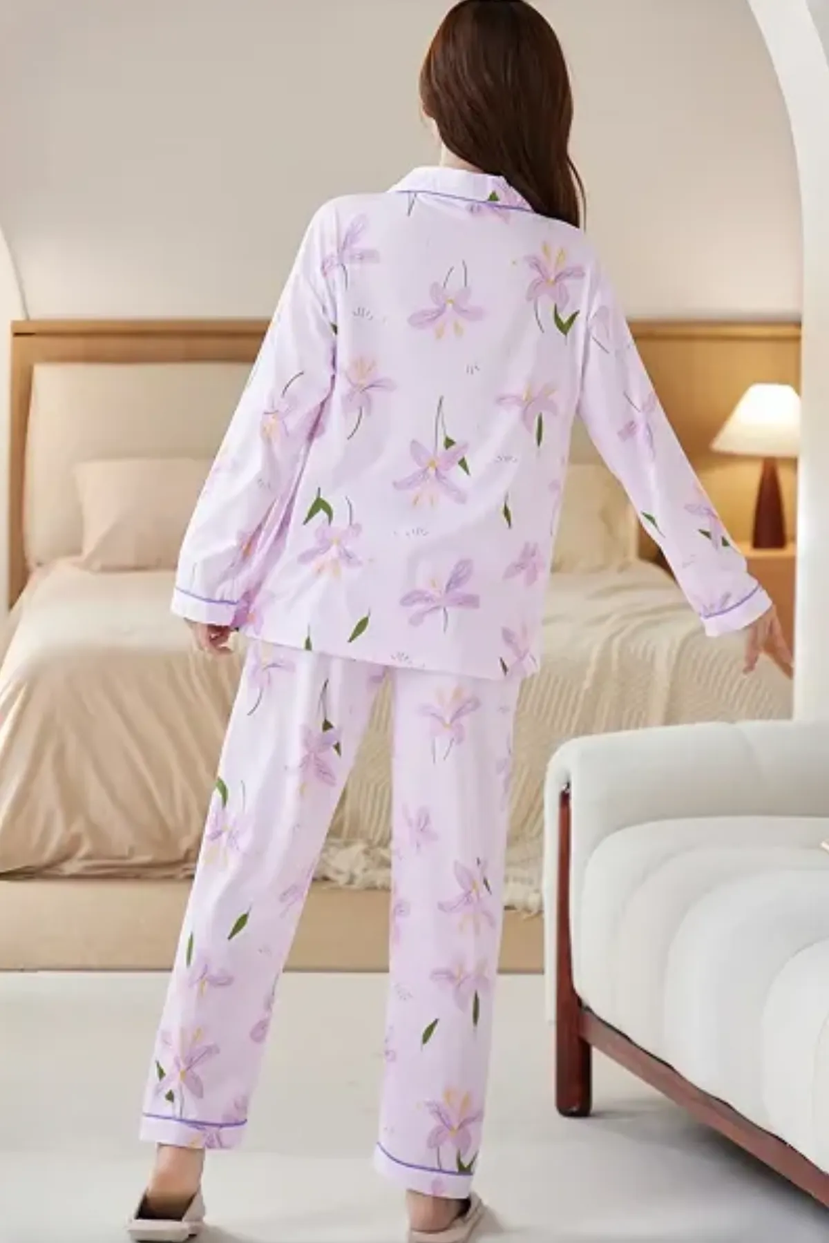 Floral Comfort Women's Pajama Set Girls Two Pieces Lounge Wear Pajama