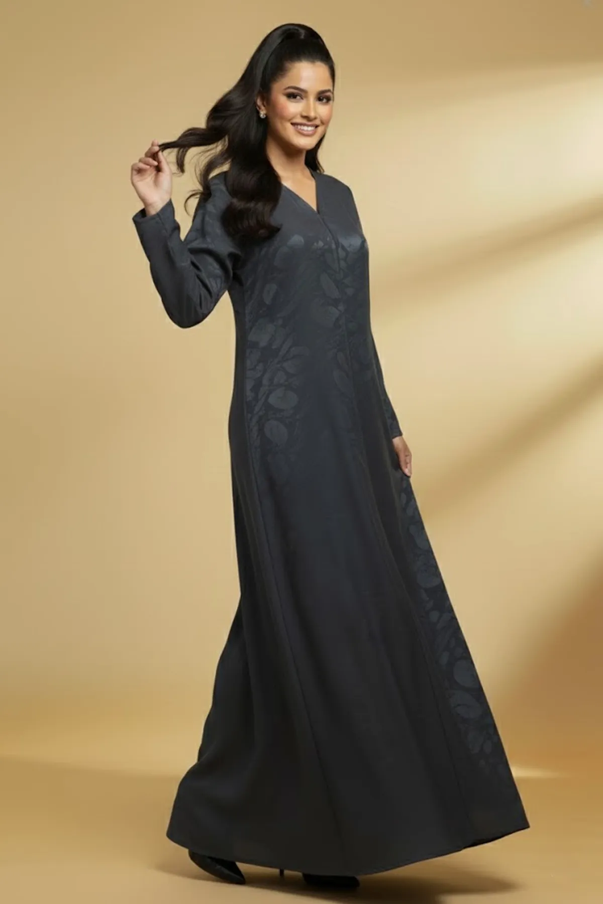 Women Abaya Arabic Style Abaya Long Sleeves Girls Abaya Button Closure Floral Abaya