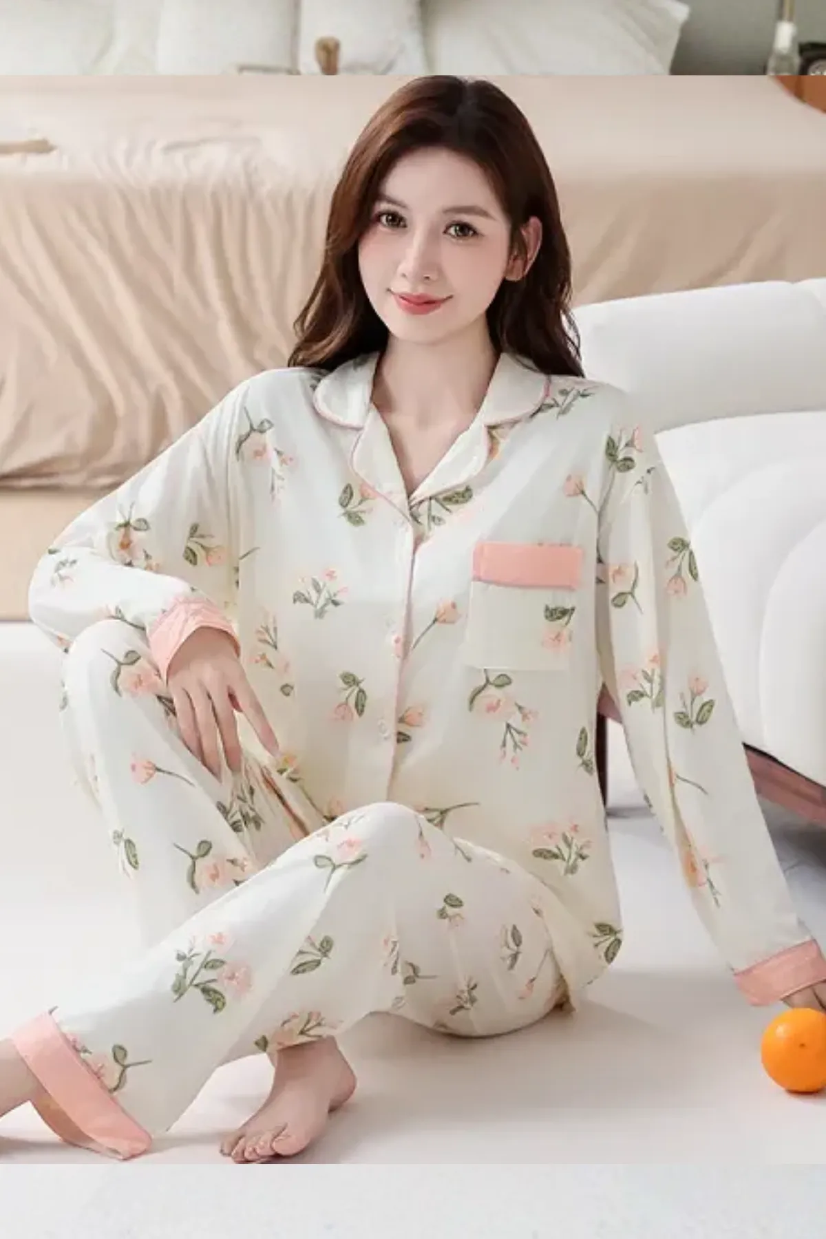 Soft Fabric Women's Home Night Loungewear Two-Piece Casual Pajama Set
