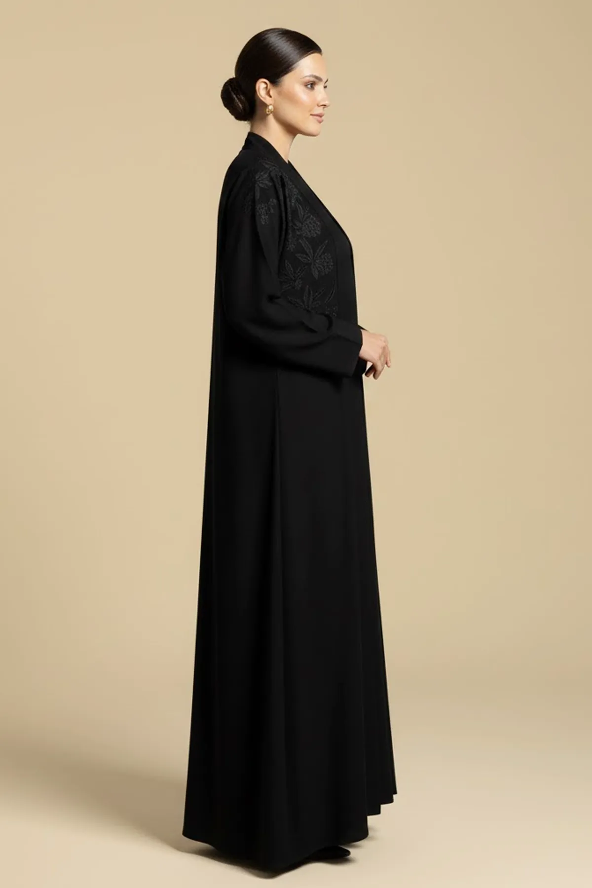 2 Pieces Premium Black Abaya With Inner Set Elegant Modest Wear For Formal Occasions Muslim Dress