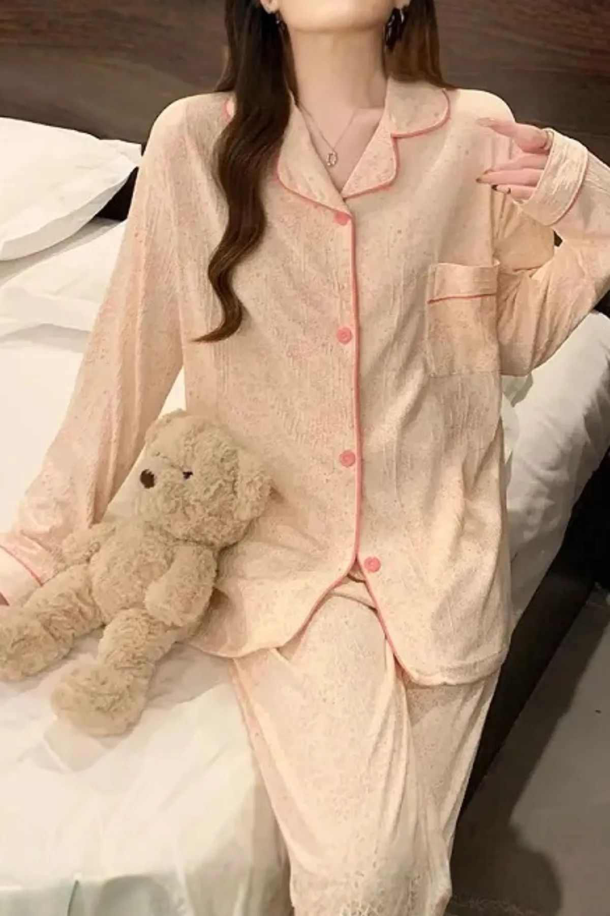 Two Pieces Women's Pajama Set Comportable Relax Girls Wear Pajama