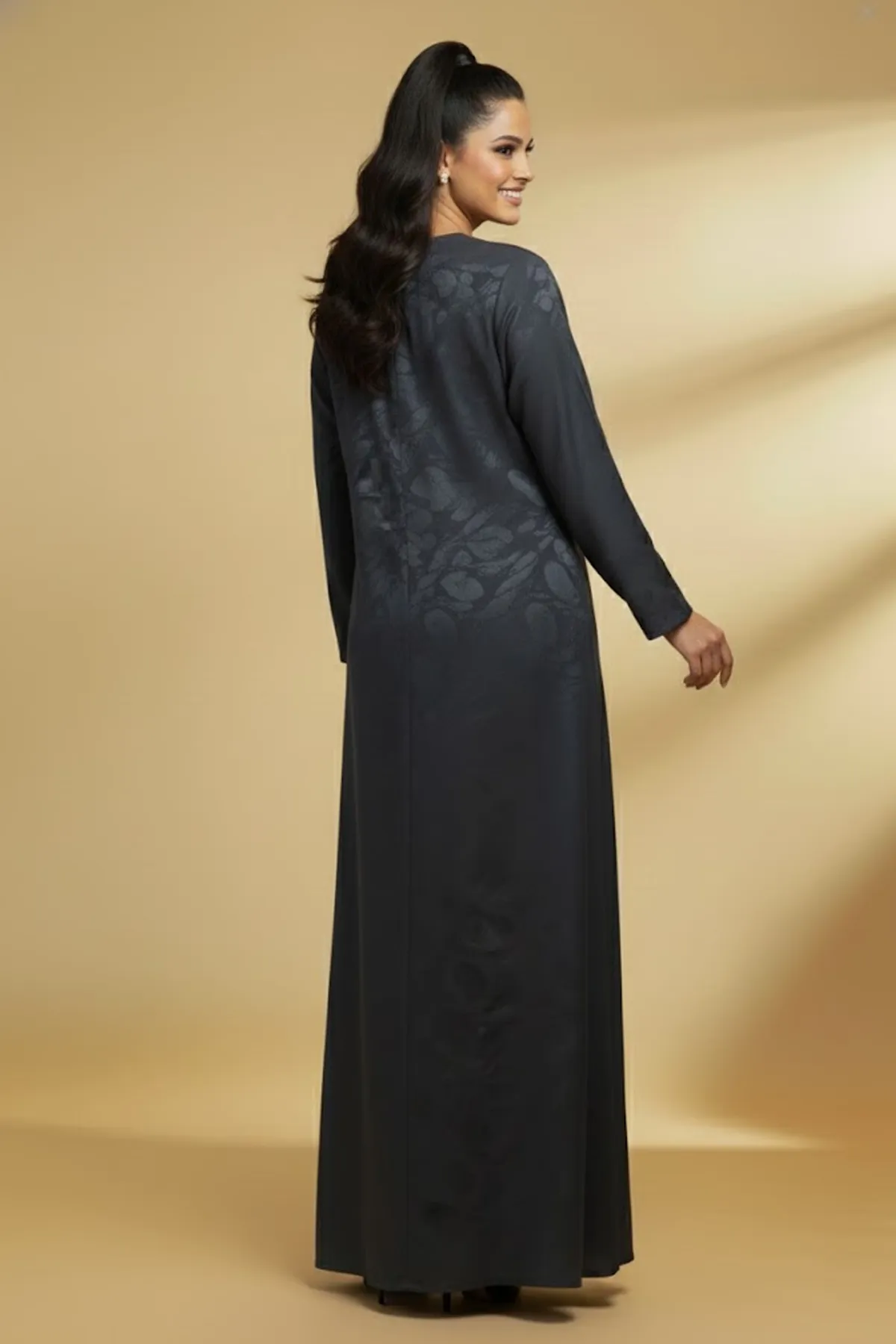 Women Abaya Arabic Style Abaya Long Sleeves Girls Abaya Button Closure Floral Abaya
