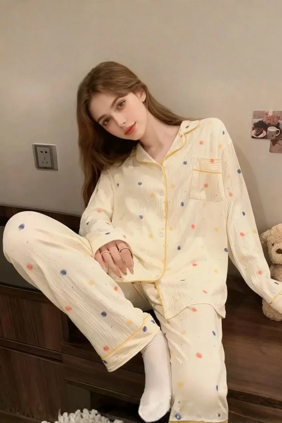 Women's Two Pieces Pajama Set Lounge Girls Wear Pajama Sleepwear Set