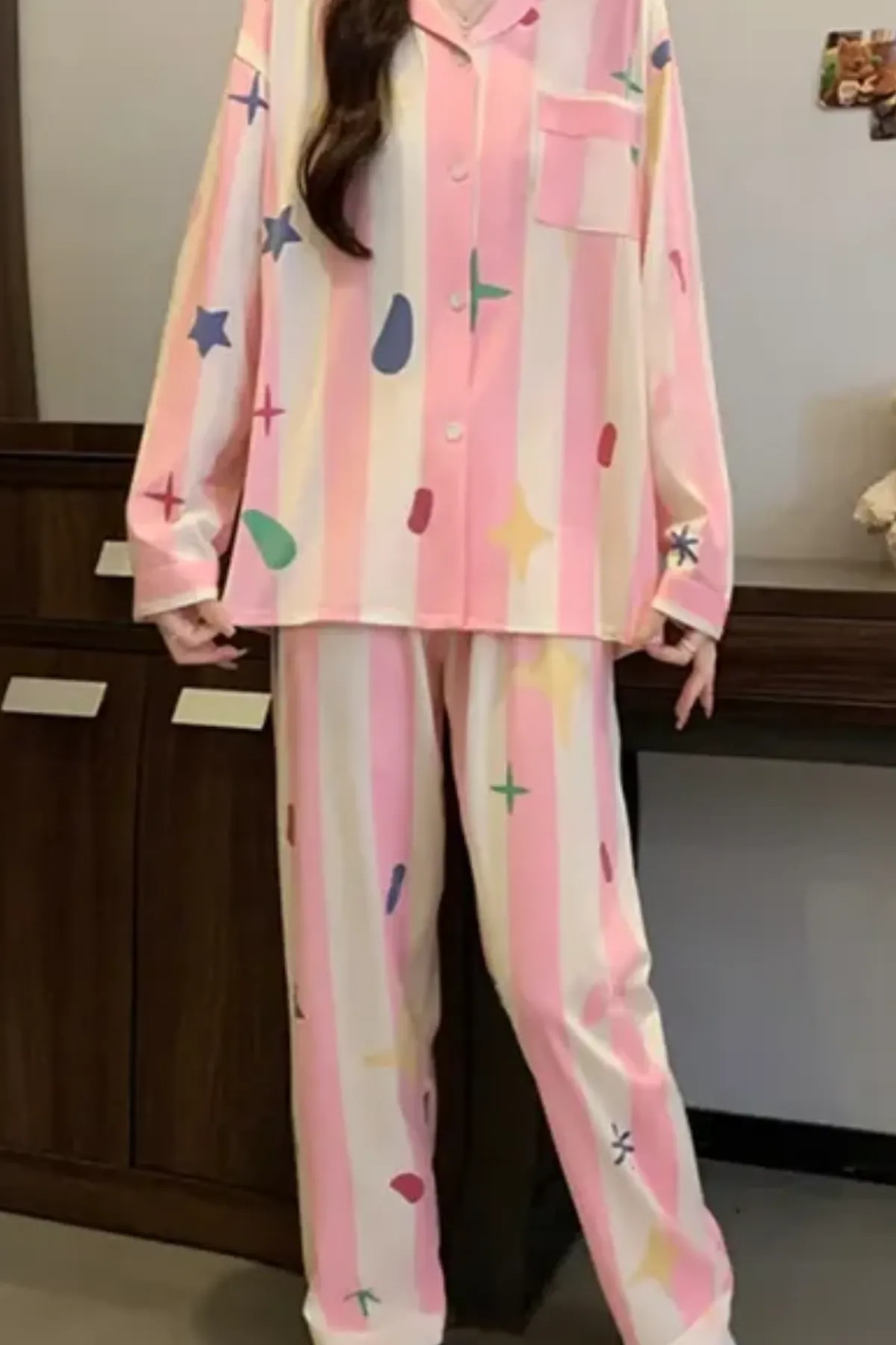 Cozy Women's Pajama Set With Fun Prints Two Pieces Girl's Pajama Set