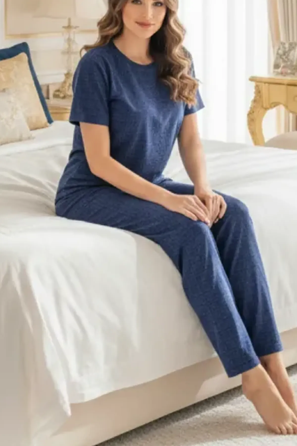 Women 2 Piece Pajama Set Women Sleepwear Set Girls 2 Pcs Loungewear Girls Sleep Set Top And Bottom