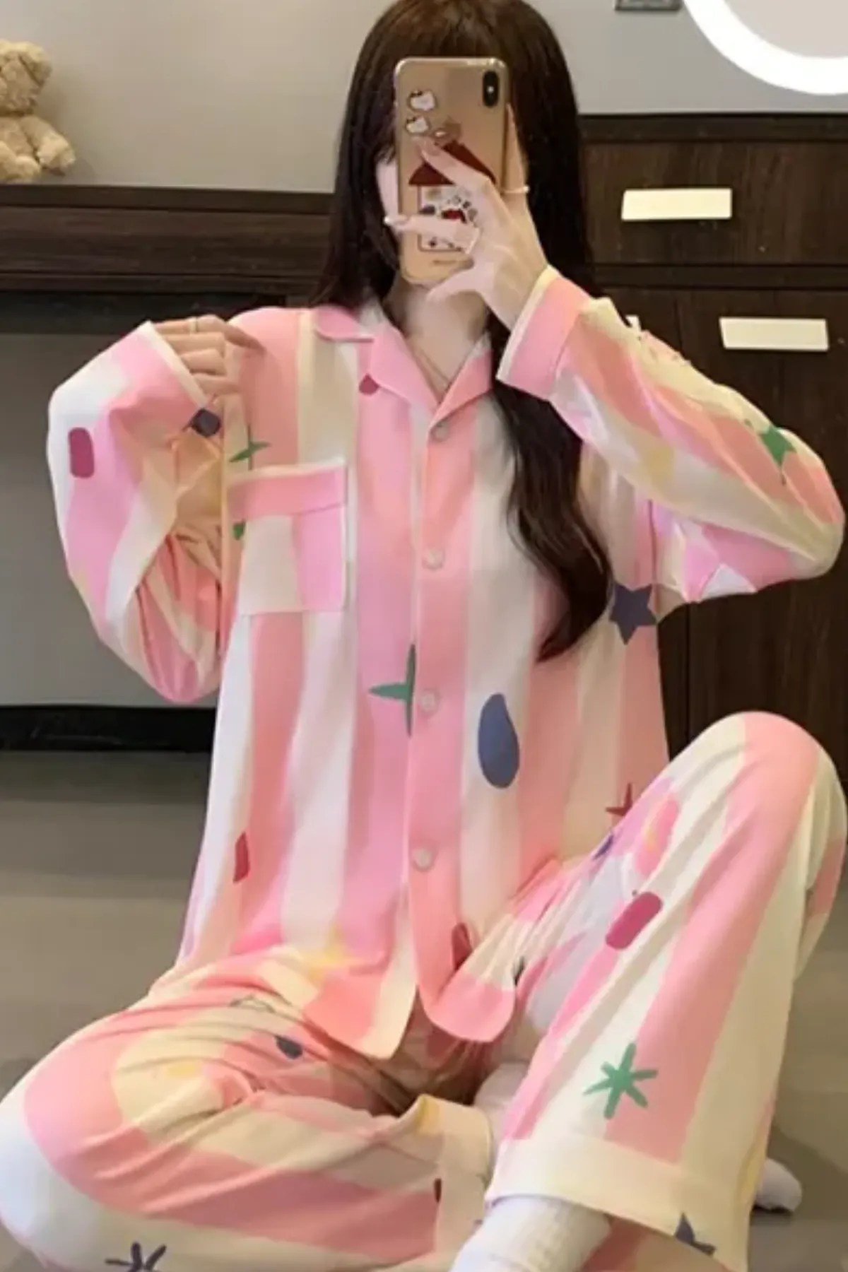 Cozy Women's Pajama Set With Fun Prints Two Pieces Girl's Pajama Set