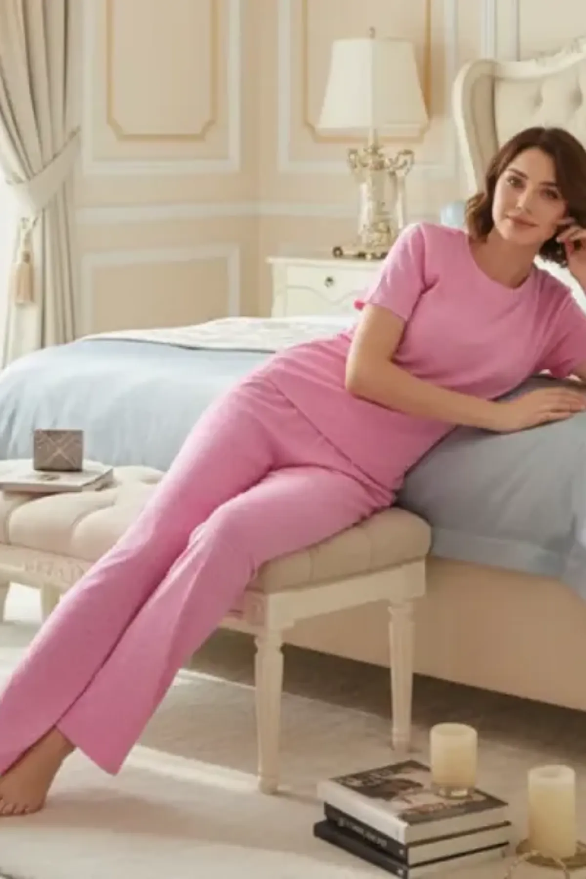 Women 2 Piece Pajama Set Women Sleepwear Set Girls 2 Pcs Loungewear Girls Sleep Set Top And Bottom