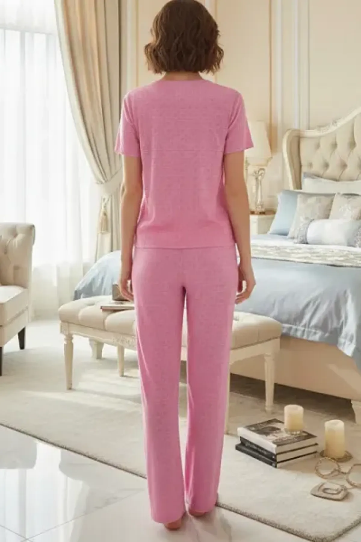 Women 2 Piece Pajama Set Women Sleepwear Set Girls 2 Pcs Loungewear Girls Sleep Set Top And Bottom