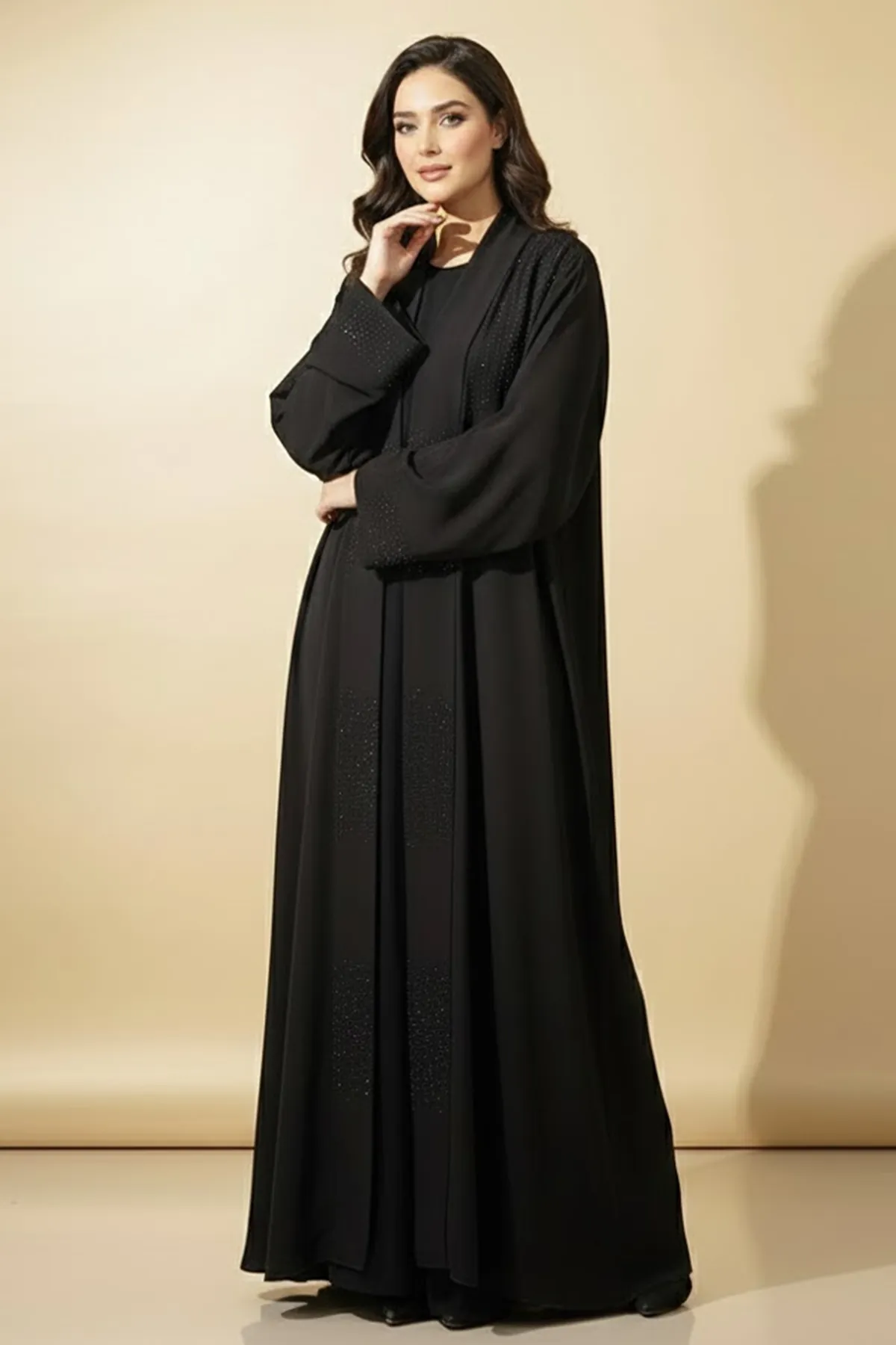 Modern Elegant Brown Abaya Premium Modest Fashion For Women Rhinestone Decorated Muslim Abaya