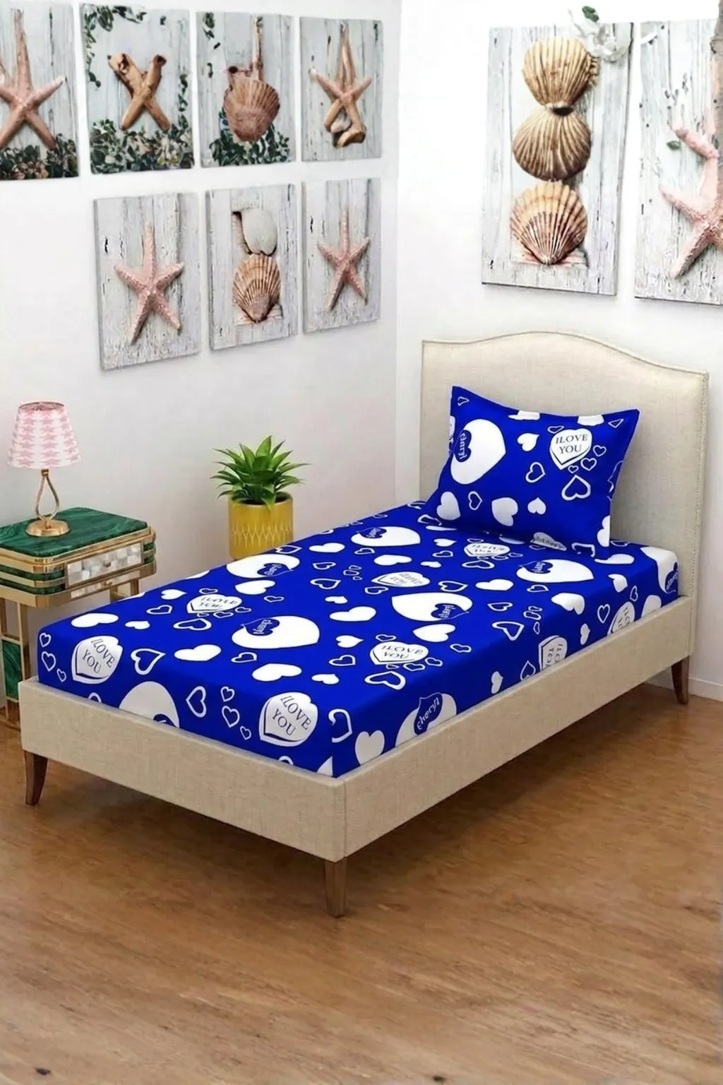 Single Bed Fitted Elasstic Sheet Easy Wear Quality Fabric With Matching Pillow Bedsheet Cover