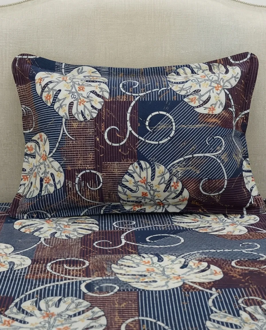 Zipper Closure Single Bedsheet With Floral Matching Pillow – 100x200
