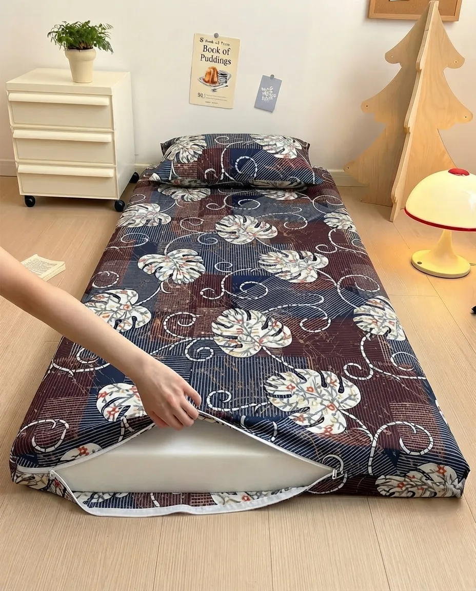 Zipper Closure Single Bedsheet With Floral Matching Pillow – 100x200