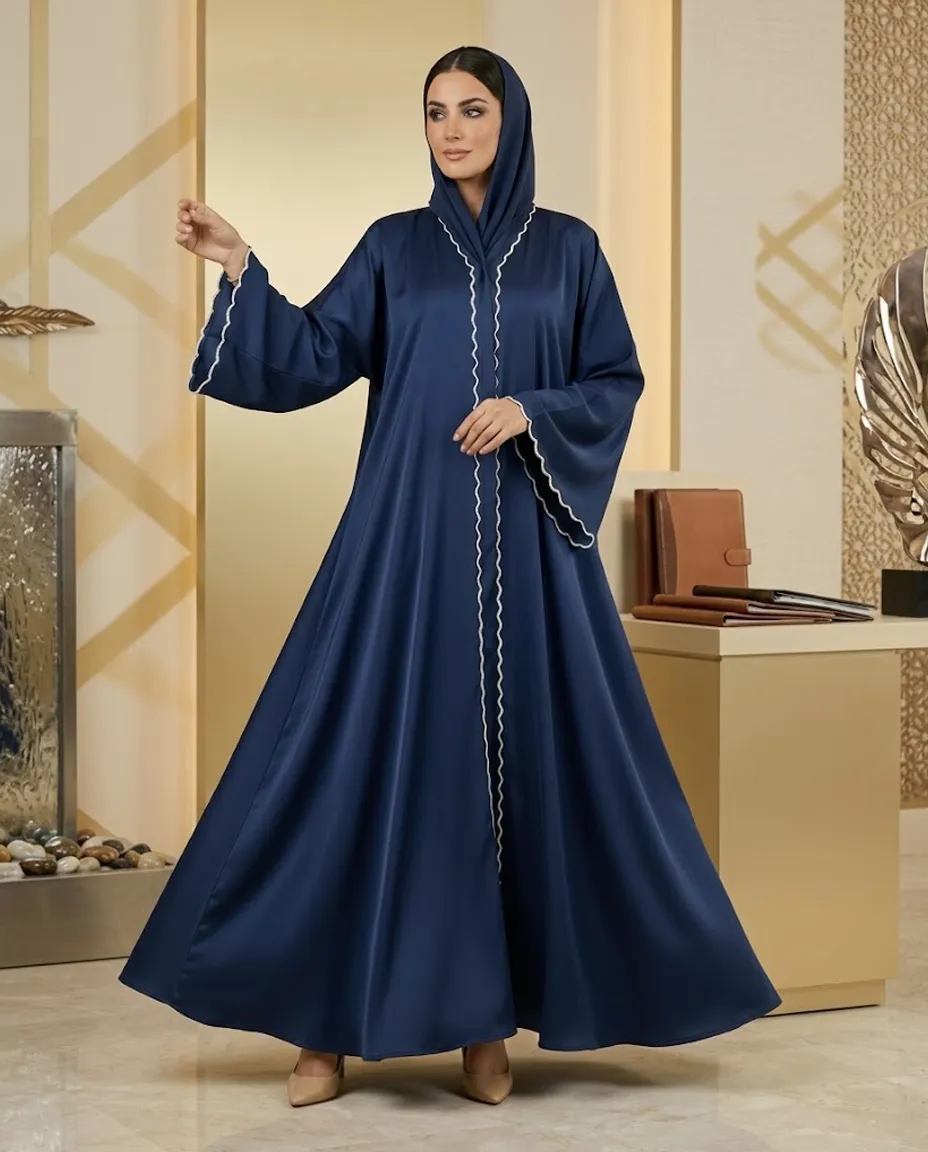 Women's Abaya Wide Sleeve V-neck Daily Wear Front Close Casual Umbrella Abayas With Sheila