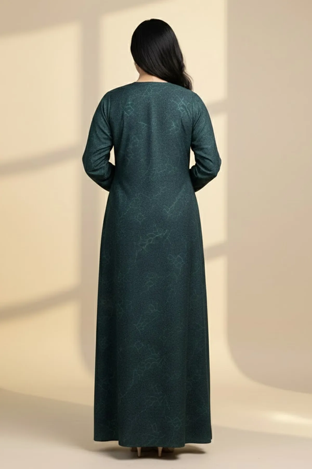 Unique Jacquard Texture Modern Long Sleeve V-neck Button Closure Women Fashion Arabic Muslim Abaya