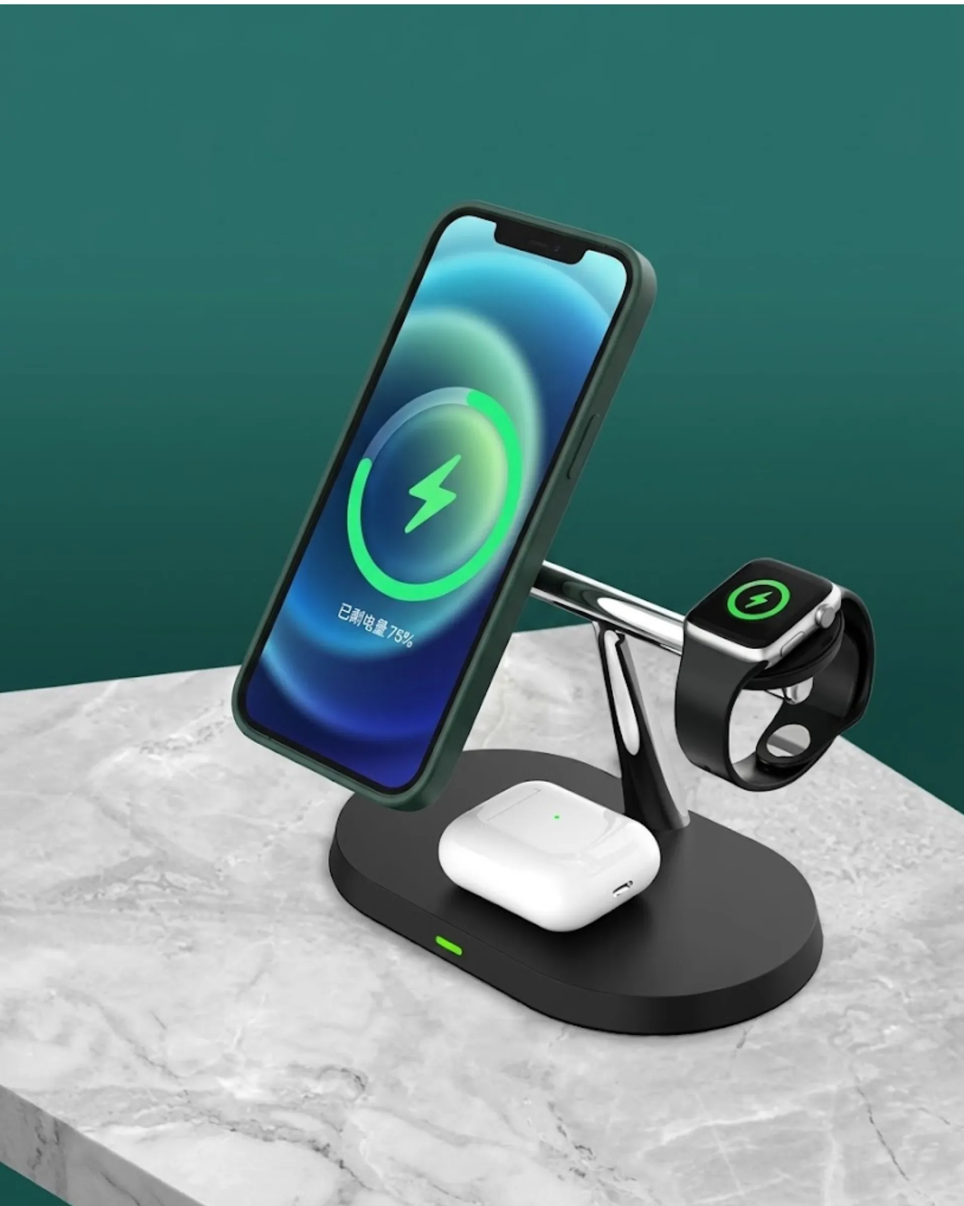 3-in-1 Magnetic Wireless Charging Station For Phone Watch And Earbuds Mobile Phone Stand