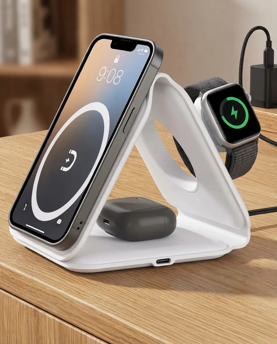 3-in-1 Wireless Charging Station For Phone Watch & Earbuds Station
