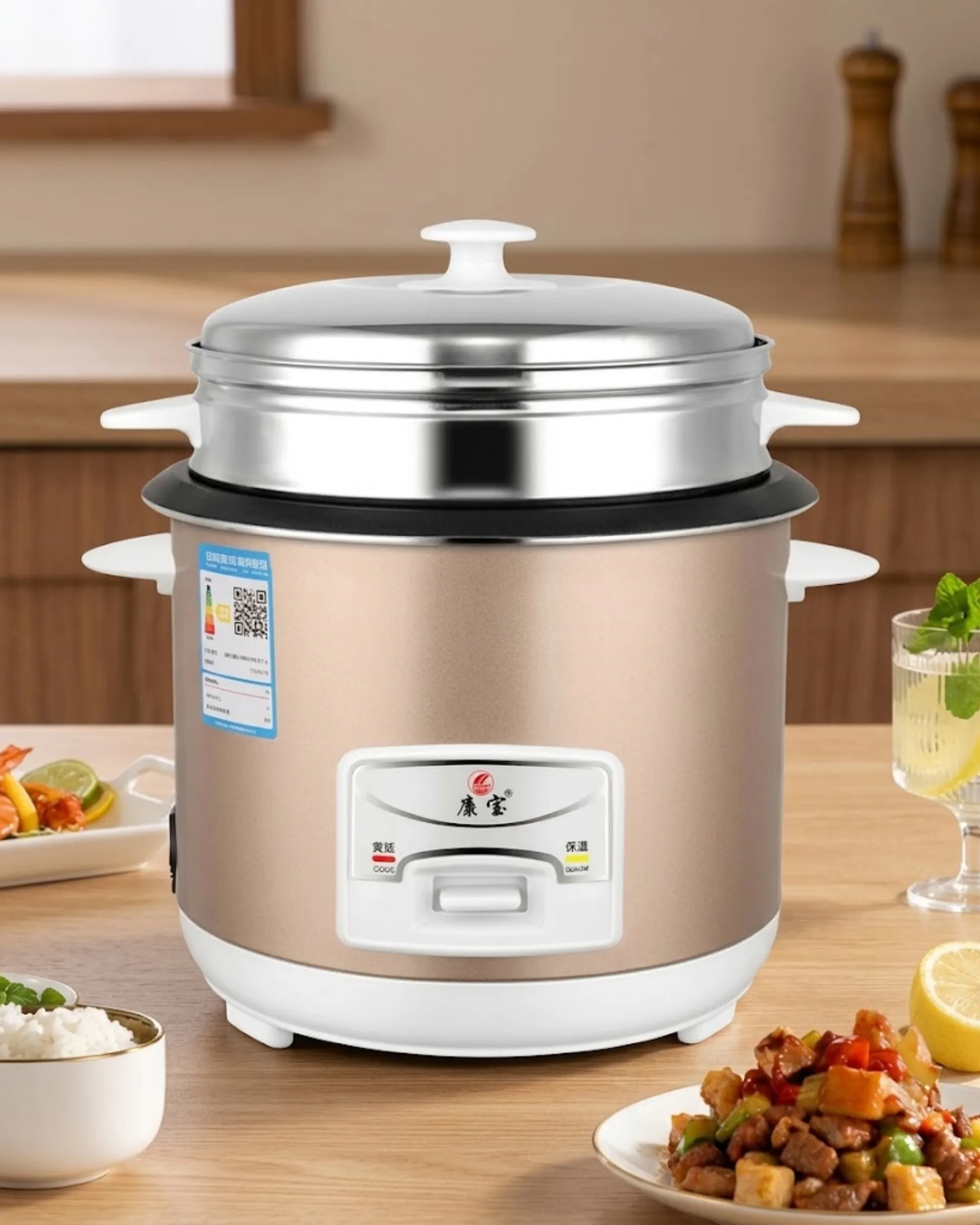 3L Electric Cooker Steamer Boiler Rice Noodles Hot Pot Multi-function Double Layer Cooker