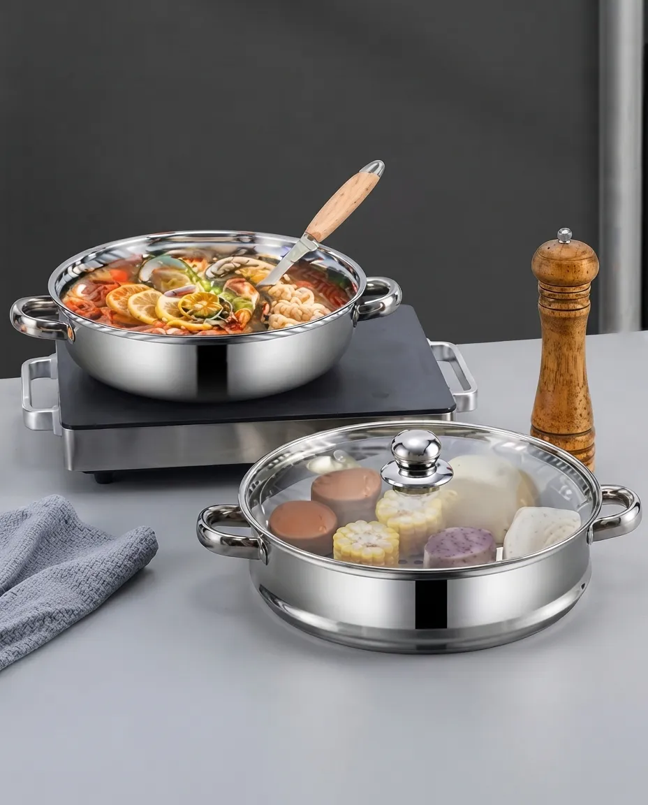 Stainless Steel Multi-Functional Breakfast Hot Pot & Steaming Cooking Pot Set