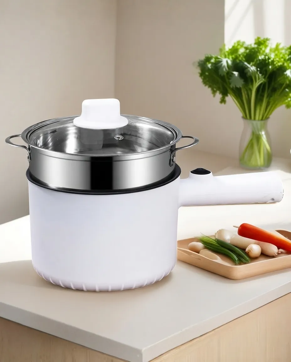 1.5L Multifunctional Electric Cooking Pot with Glass Lid Rice, Eggs & Noodles