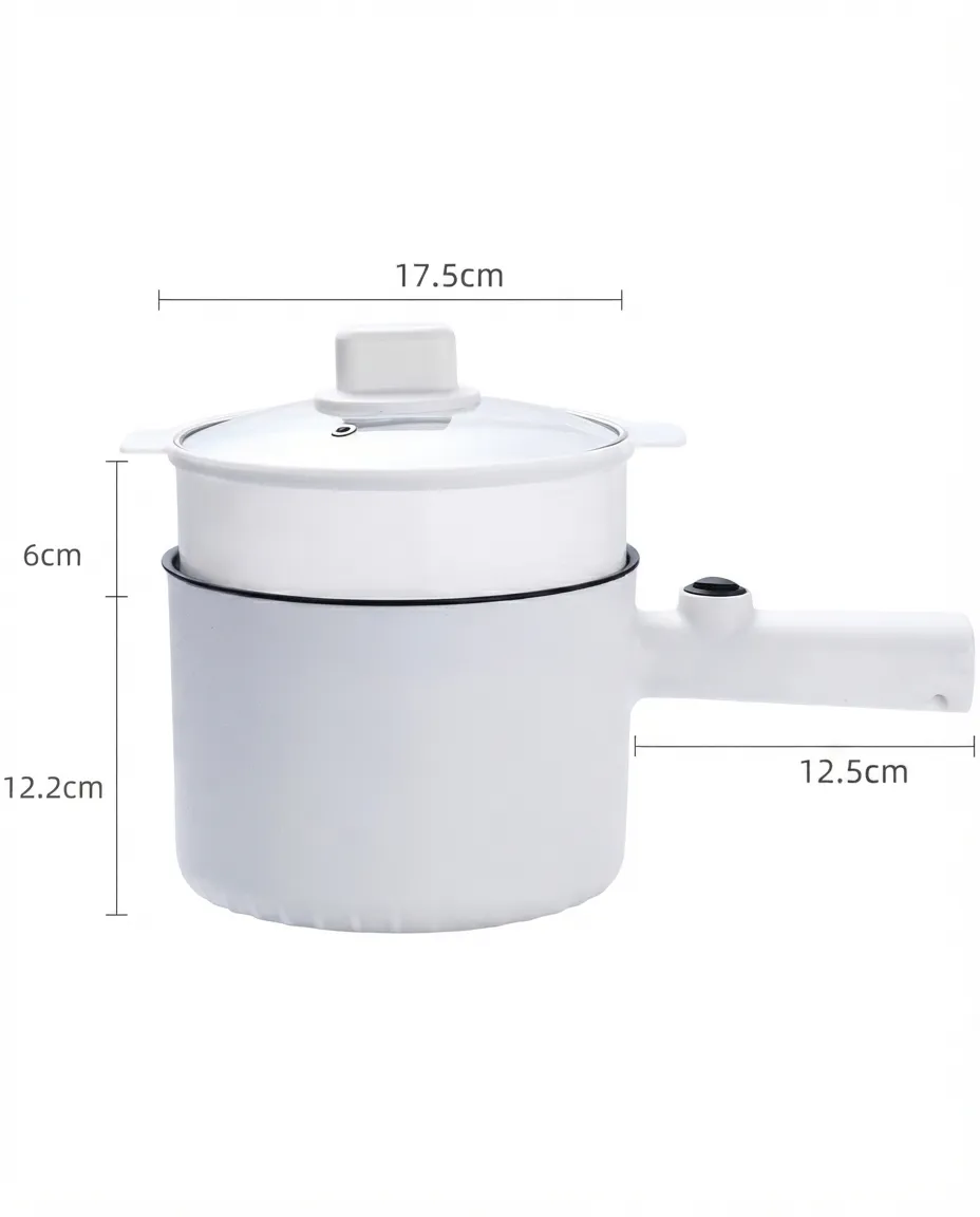 1.5L Multifunctional Electric Cooking Pot with Glass Lid Rice, Eggs & Noodles