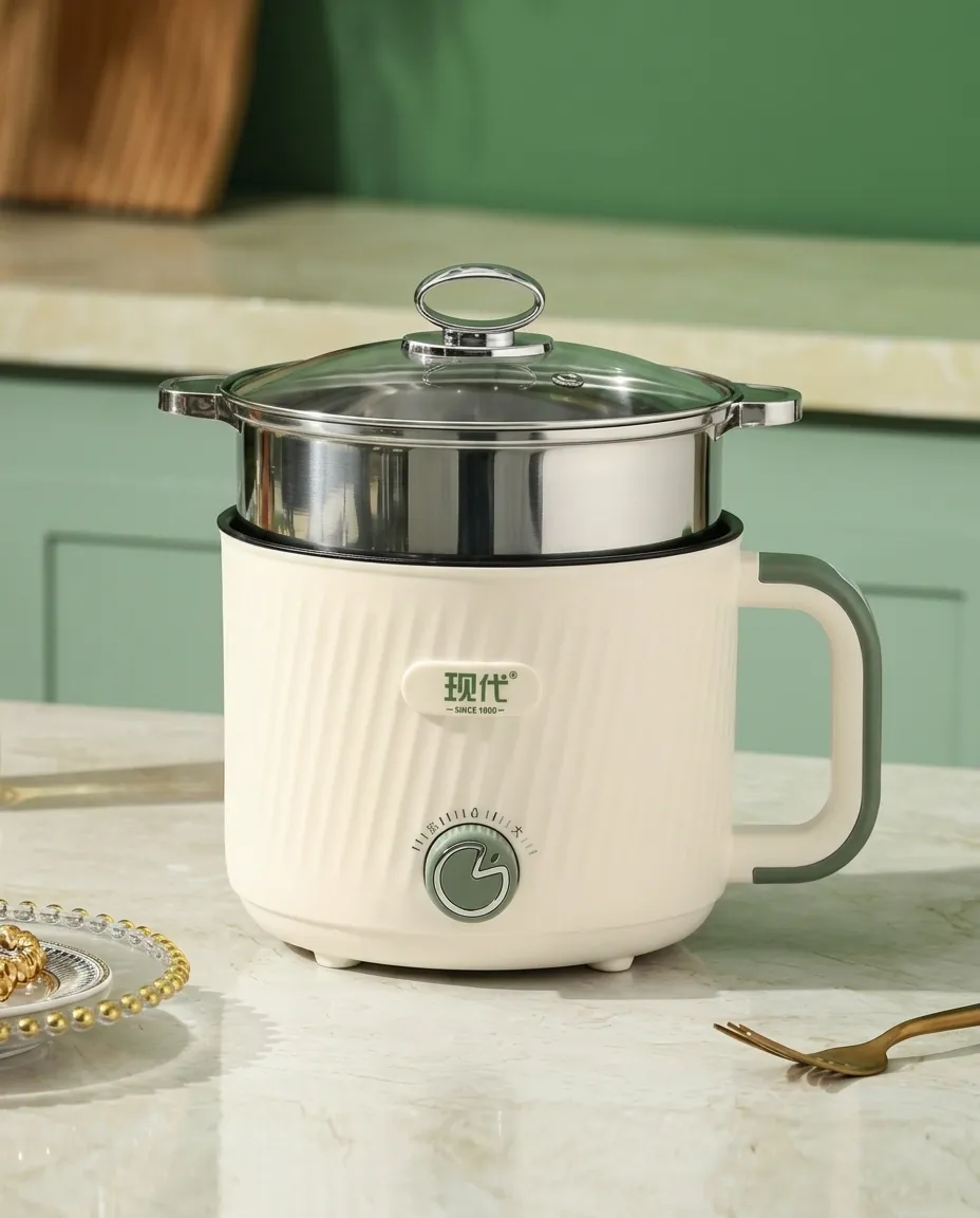 1.5L Electric Hot Pot Cooker & Steamer Mini Egg, Rice & Noodle Cooker