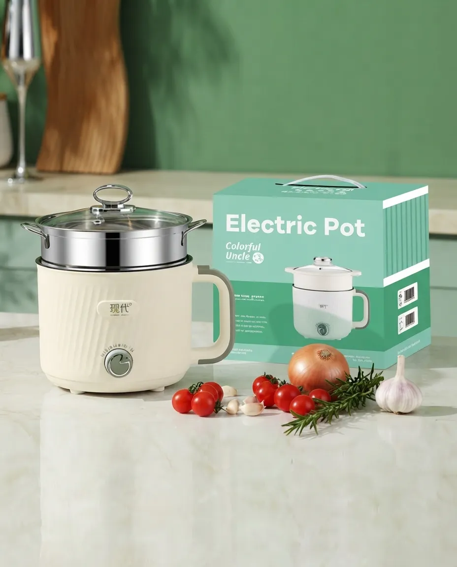 1.5L Electric Hot Pot Cooker &amp; Steamer Mini Egg, Rice &amp; Noodle Cooker