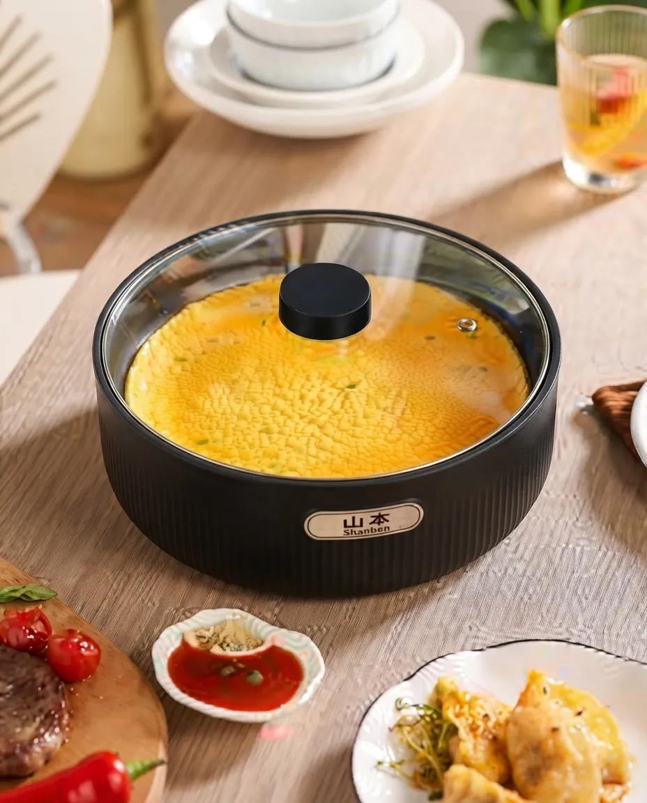 Korean Electric Non-Stick Multi-Use Deep Pan with Glass Lid
