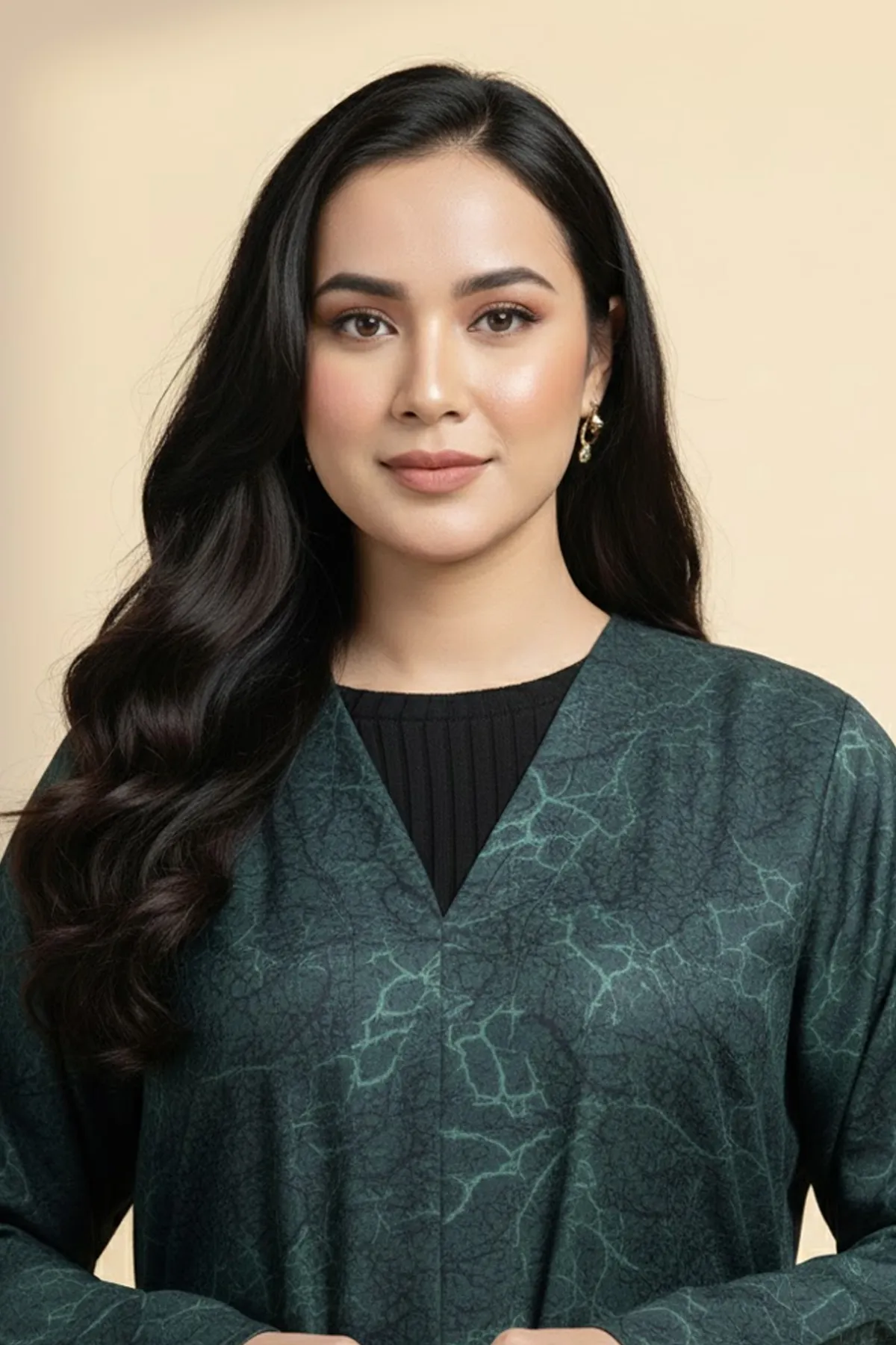 Unique Jacquard Texture Modern Long Sleeve V-neck Button Closure Women Fashion Arabic Muslim Abaya