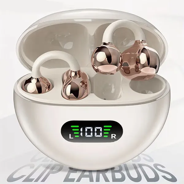 Ear Earbuds Wireless Clip on Touch Control LED Power Display Headphones For Sports Running