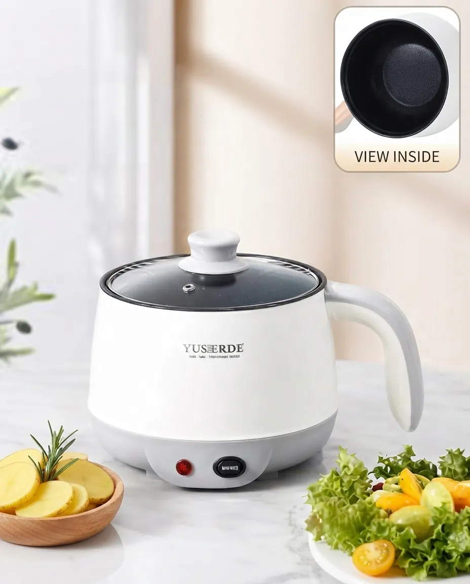 Eggs Boiler Electric Cooking Pot With Glass Lid Noodles Cooker - 1.5L